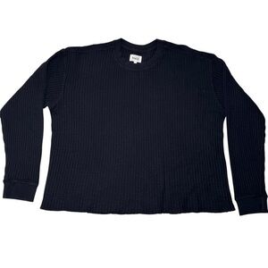 MATE the Label Men’s Organic Waffle Crew Neck Long Sleeve Shirt in Jet Black